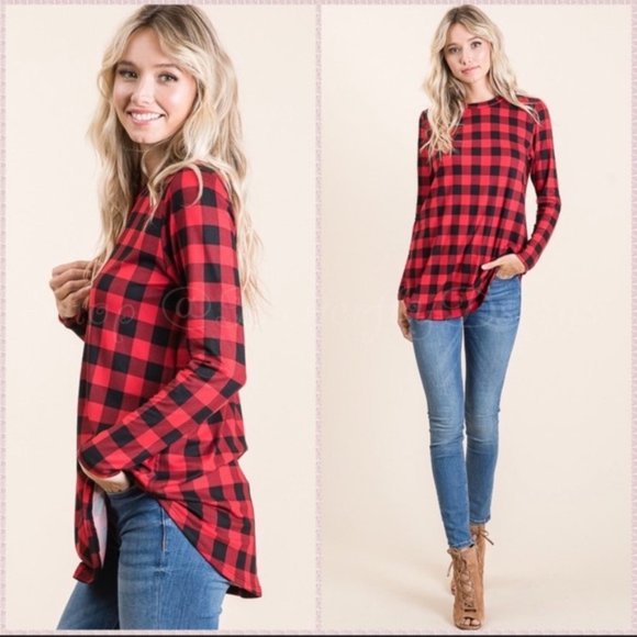 BOGOFREE Butter Soft Buffalo Check Long Sleeve Top - Picture 5 of 16